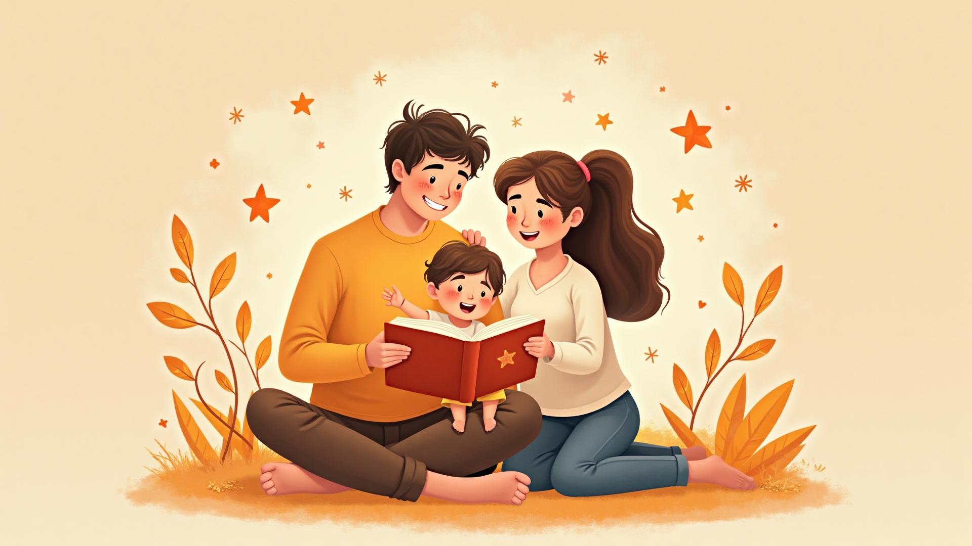 Parent and child reading magical stories together